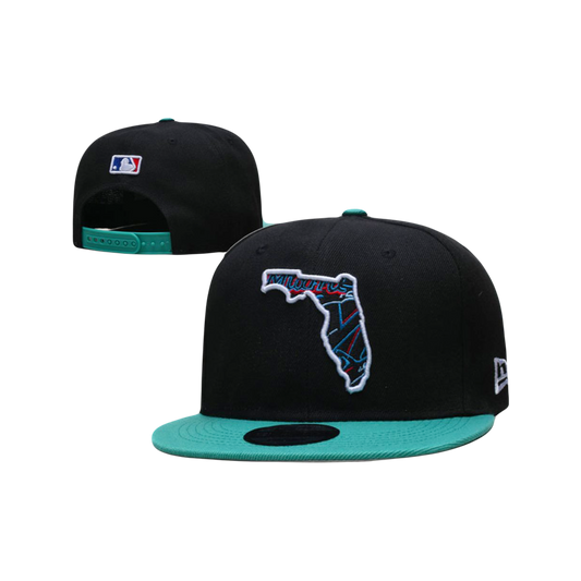 Miami Marlins MLB New Era Neon Stateside Statement Snapback Hat - Black