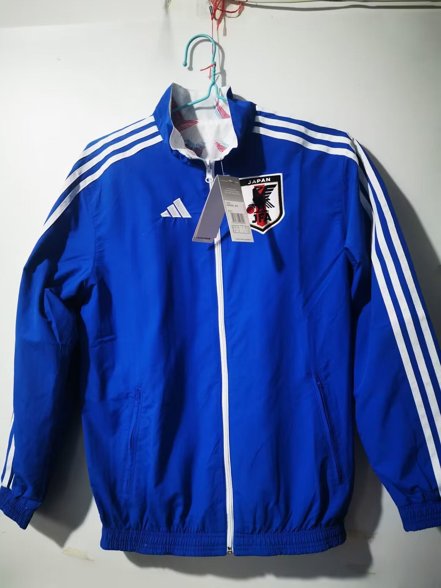 Japan National Team Soccer Adidas Revers-able Windbreaker Jacket - Samurai Blue Origami