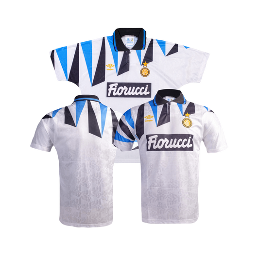 Inter Milan 1992/93 Season Kit Fiorucci Authentic Iconic Classic Retro Jersey - White Collar