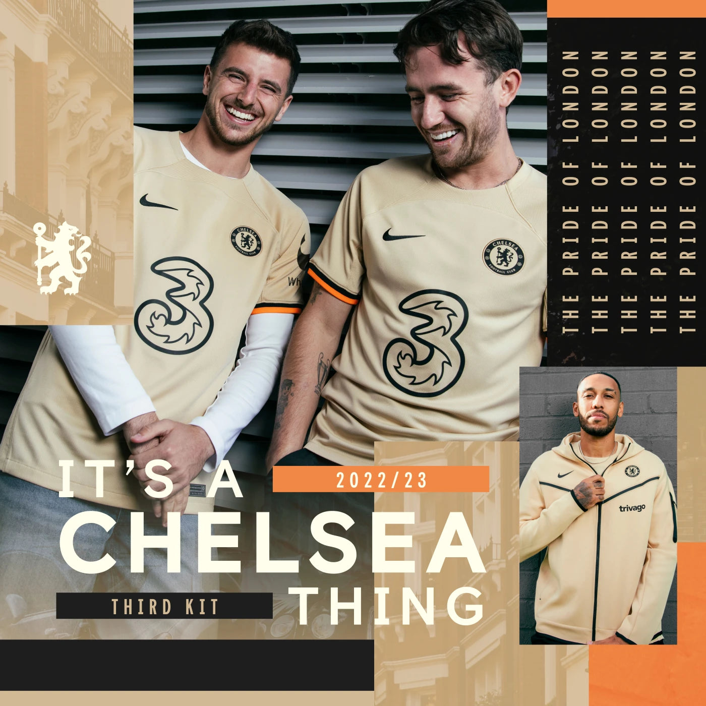Jorginho Chelsea FC 2023/24 Third Kit Alternate Authentic Replica Fan Version Soccer Jersey - Light Orange Beige