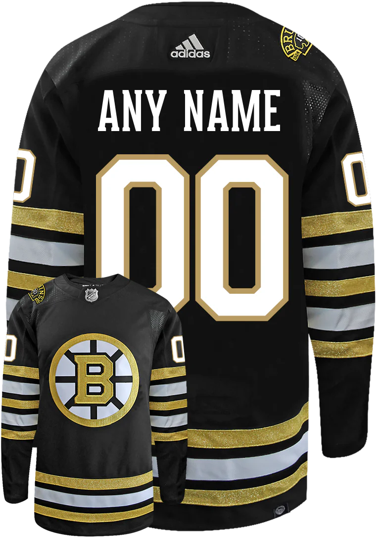 CUSTOM Boston Bruins NHL 100th Anniversary Adidas Authentic Premier Player Home Jersey - Black (ANY NAME & #)