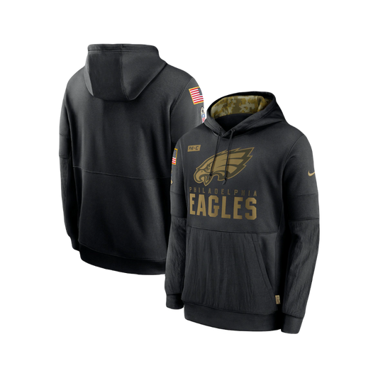 Philadelphia Eagles NFL Black Steel Salute to Service Nike Therma-Fit Performance Pullover Hoodie