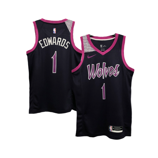 Anthony Edwards Minnesota Timberwolves #1 Rare Rookie 2021 Nike City Edition NBA Swingman Jersey - Purple