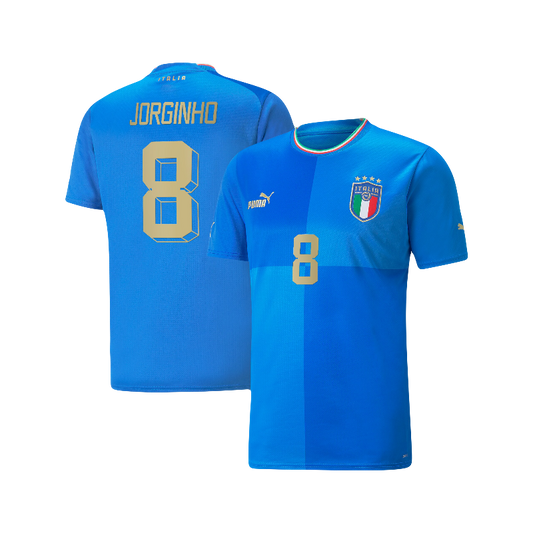 Jorginho Italy National Team 2022/23 Home Puma Fan Version Soccer Jersey - Blue & Gold