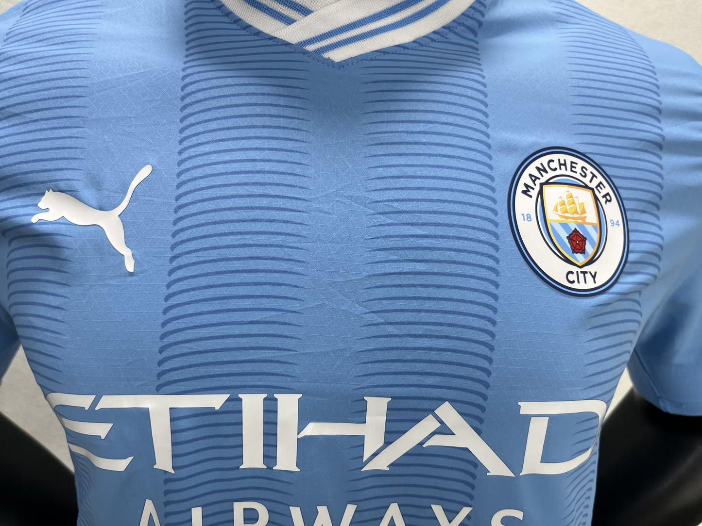 Erling Haaland Manchester City 2023/24 Season Soccer Puma Player Home Jersey - Sky Blue