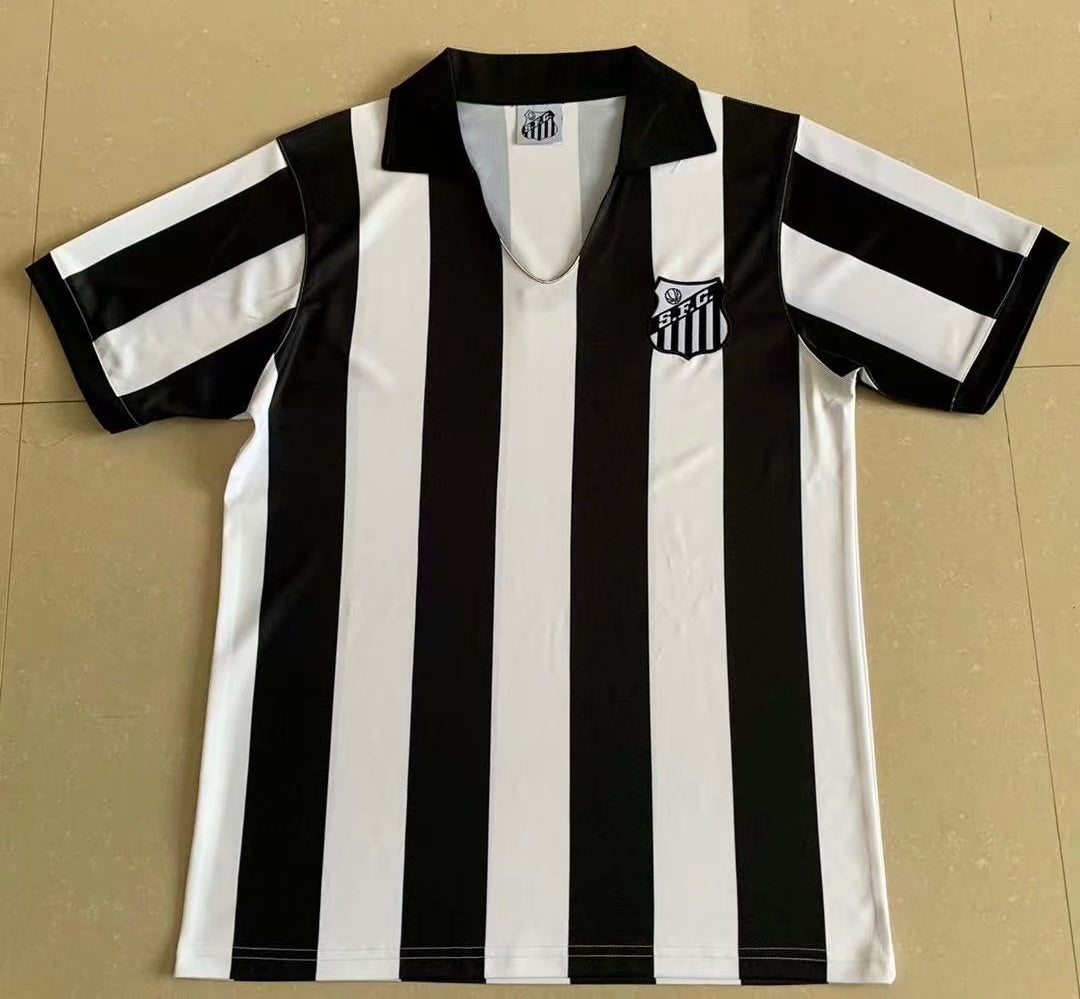 Pelé Santos FC 1956/57 Season Home Kit Classic Iconic Authentic Fan Version Soccer Jersey - Zebra