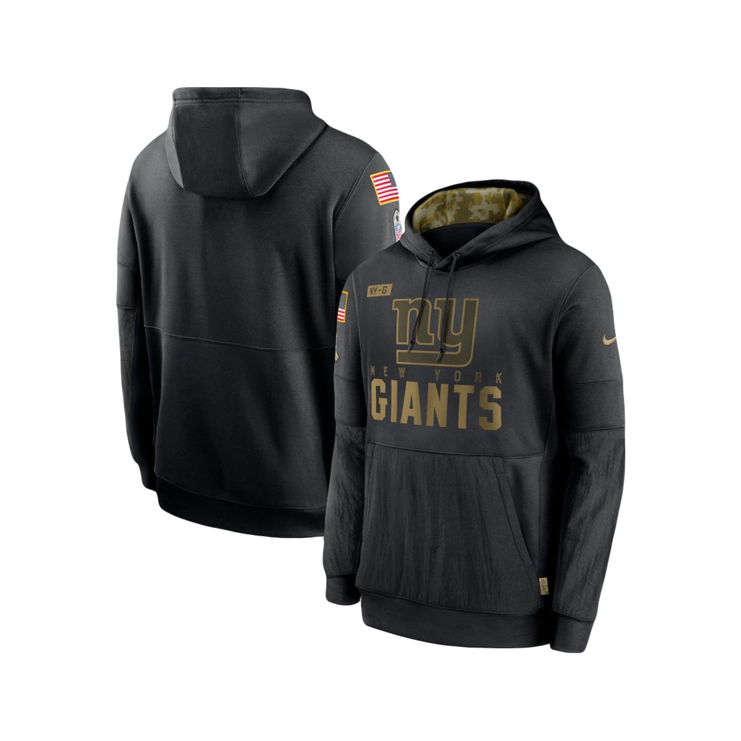 New York Giants NFL Black Steel Salute to Service Nike Therma-Fit Performance Pullover Hoodie