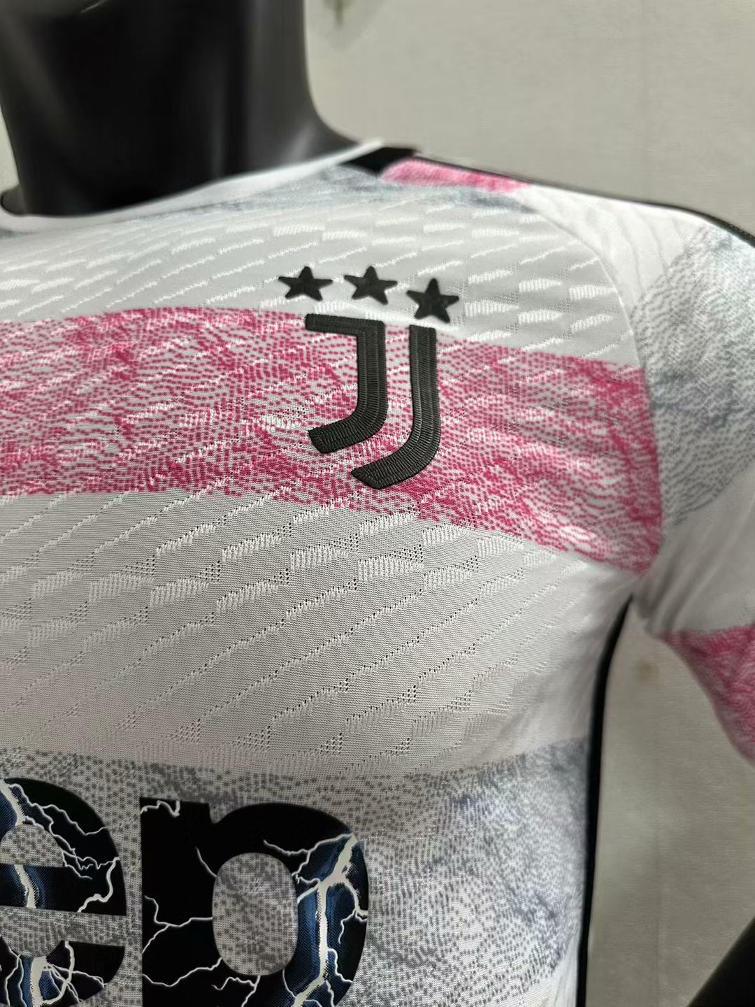 Leonardo Bonucci Juventus Away 2023/24 Soccer Season On-Field Authentic Adidas Fan Version Jersey - White & Pink
