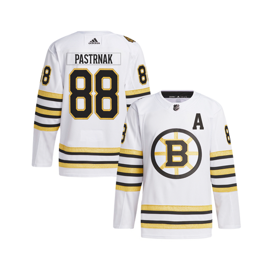 David Pastrnak Boston Bruins NHL 100th Anniversary Away Authentic Adidas Premier Player Jersey - White