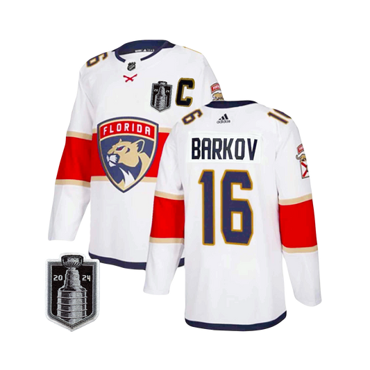 Aleksander Barkov Florida Panthers NHL Adidas 2024 Stanley Cup Finals Patch Premier Player Away Jersey - White