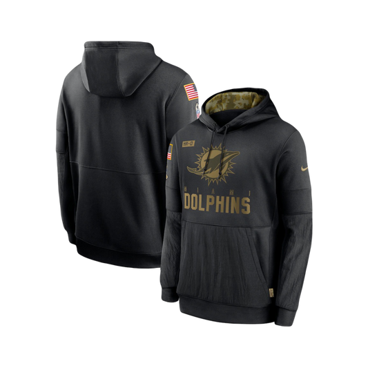 Miami Dolphins NFL Black Steel Salute to Service Nike Therma-Fit Performance Pullover Hoodie