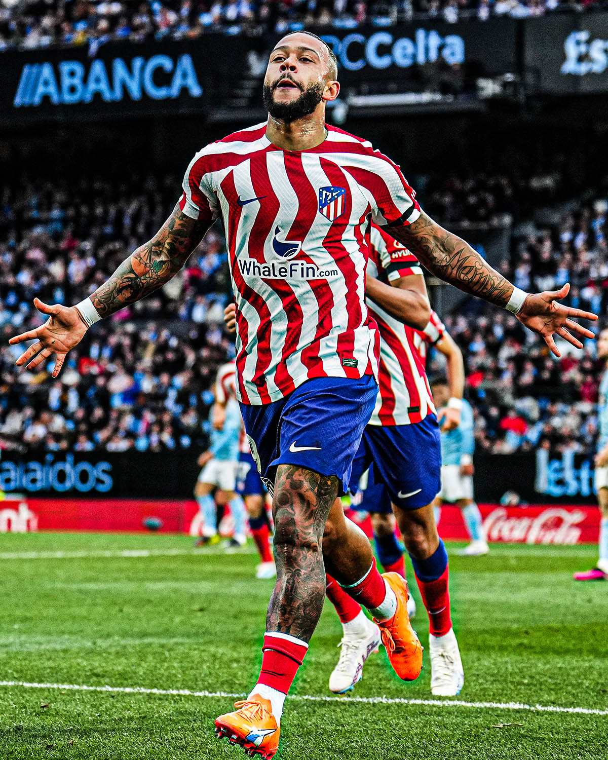 Memphis Depay Atletico Madrid 2022/23 Home Kit Adidas Authentic On-Field Player Version Soccer Jersey - Red