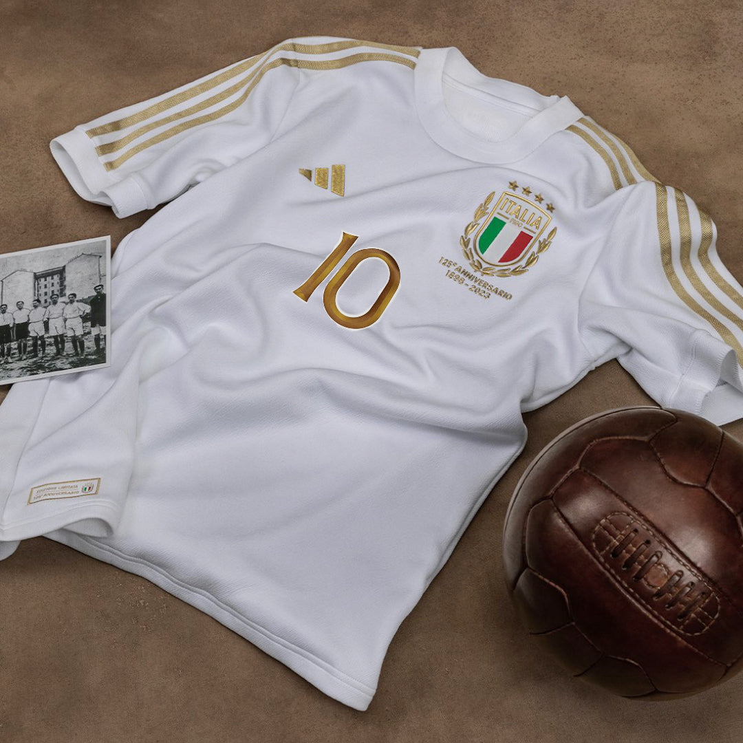 Francesco Totti Italy National Team Soccer Retro ‘125 Year Anniversary Edition’ Authentic Adidas Shirt Jersey - White Gold (1898-2023)