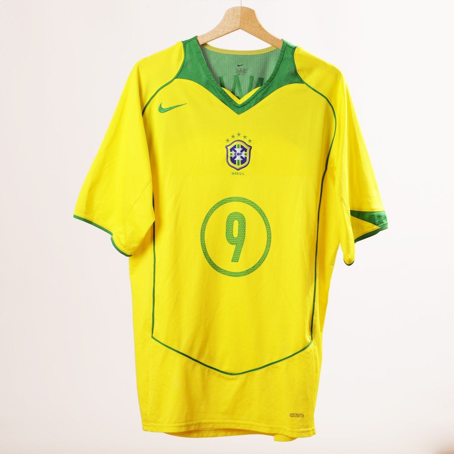 Ronaldo Brazil National Soccer Team 2004 World Cup Nike Iconic Classic Home Player Jersey - Yellow