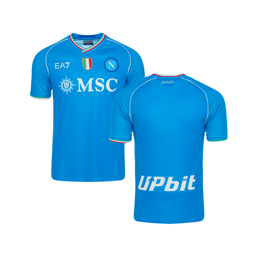 Napoli FC 2023/24 Season EA7 Home Authentic On-Field Player Soccer Jersey - (Custom) Sky Blue