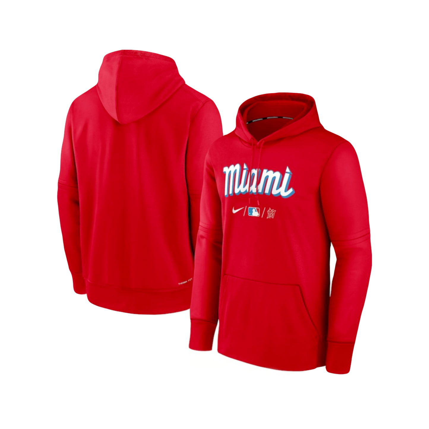Miami Marlins MLB City Connect Nike Therma Performance Pullover Hoodie - Red