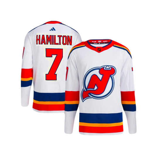 New Jersey Devils Dougie Hamilton Adidas NHL 2022 Reverse Retro Premier Player Jersey
