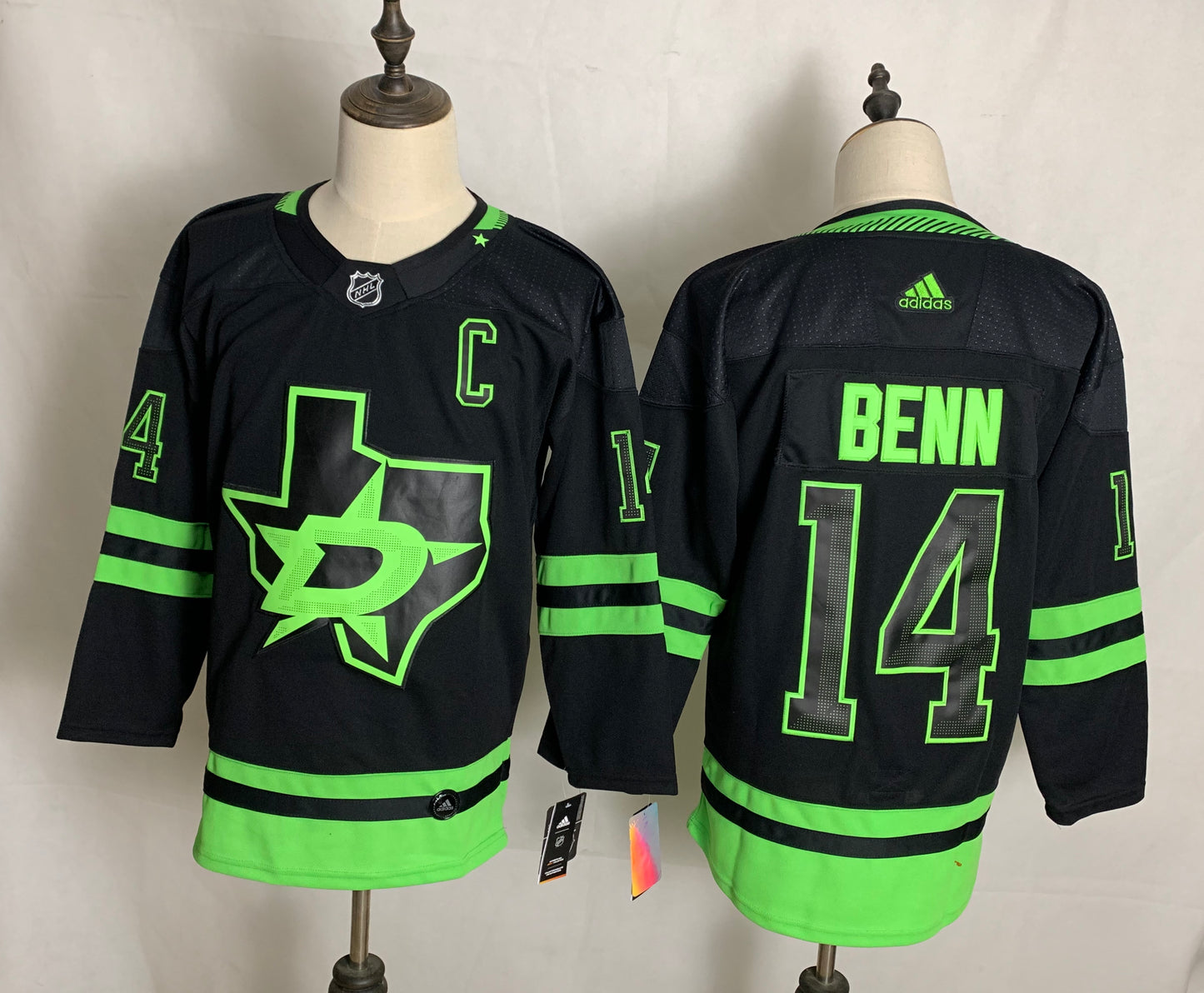 Dallas Stars Jamie Benn 2024 Glow Green Alternate Adidas NHL Authentic Player Jersey