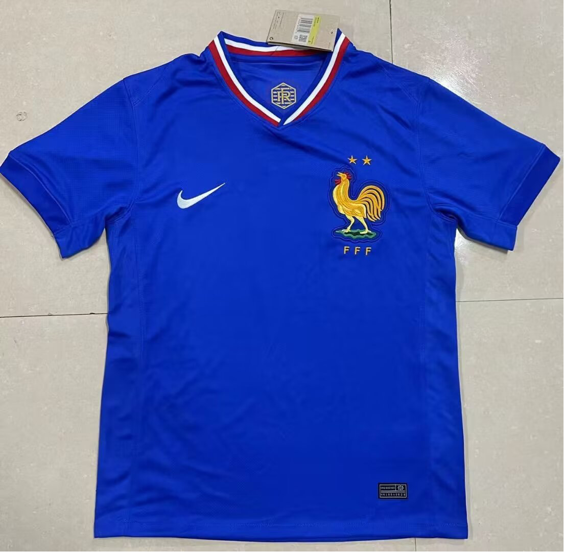 Kylian Mbappe France National Team New 2024 Home Kit Authentic Nike Replica Fan Jersey - Blue