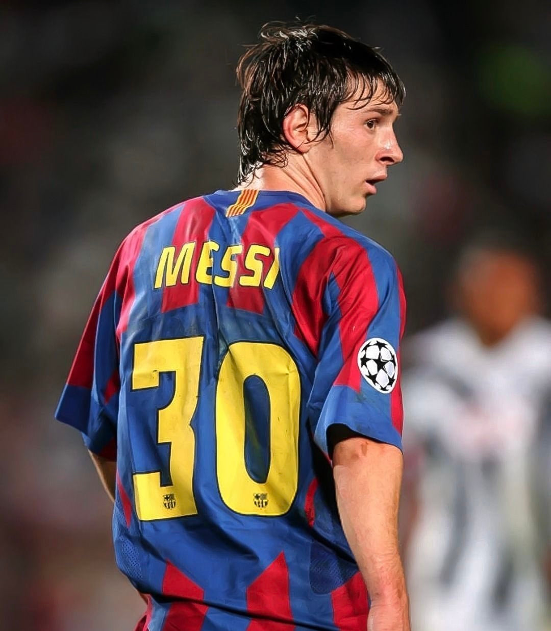 Lionel Messi FC Barcelona #30 2005/06 UEFA Champions League Final Authentic Nike Iconic Classic Retro Jersey - Blue & Red