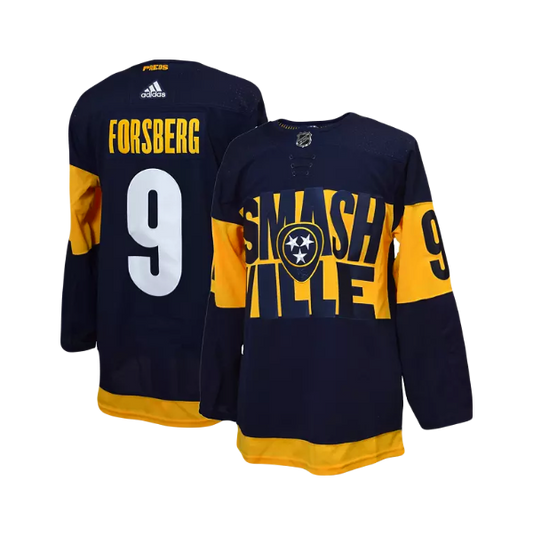 Nashville Predators Filip Forsberg Adidas 2021 NHL Stadium Series ‘Smashville’ Premier Player Jersey