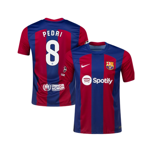 Pedri FC Barcelona 2023/24 Home Kit Nike Player Version Home Soccer Jersey - Red & Blue