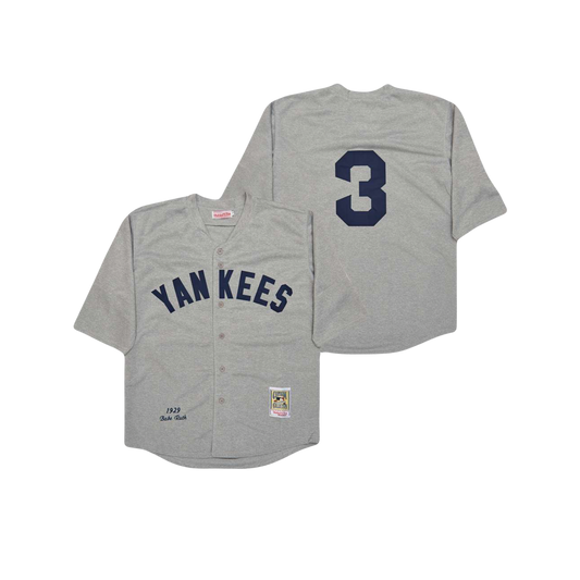 Babe Ruth New York Yankees Mitchell Ness Cooperstown Classic Iconic Gray MLB Jersey