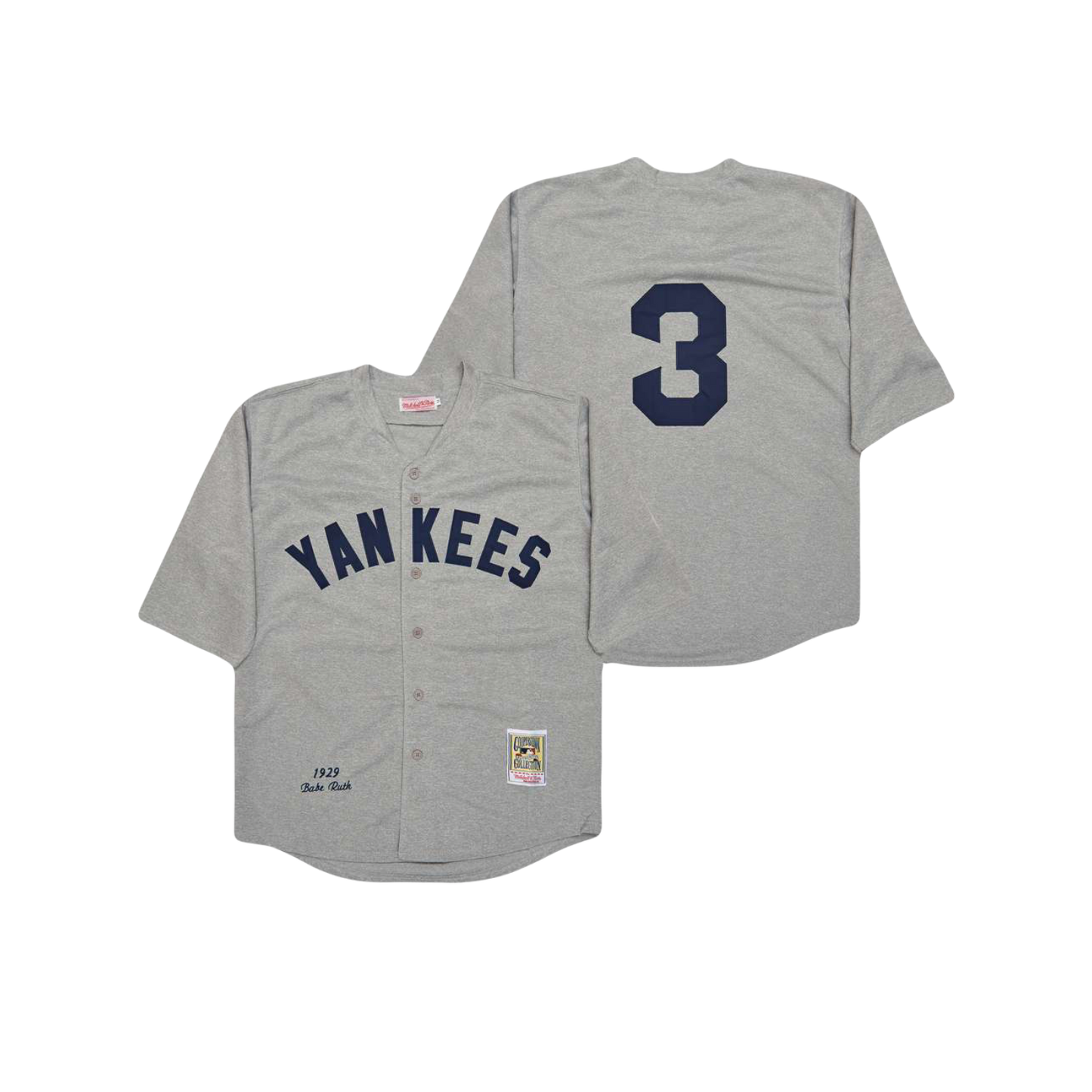 Babe Ruth New York Yankees 1929 MLB Mitchell Ness Cooperstown Classic Iconic Jersey - Gray