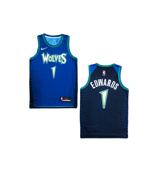 Anthony Edwards Minnesota Timberwolves Nike City Edition 75th Anniversary Rookie Rare NBA Swingman Jersey - Blue