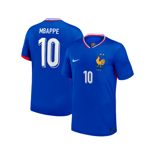 Kylian Mbappe France National Team New 2024 Home Kit Authentic Nike Replica Fan Jersey - Blue