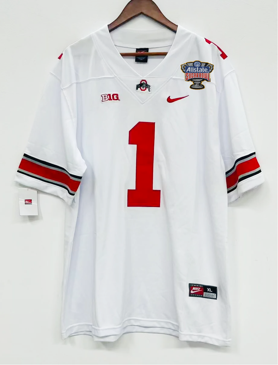 Ohio State Buckeyes Justin Fields NCAA 2020 Sugar Bowl Classic College Football Campus Legends Jersey - Away White