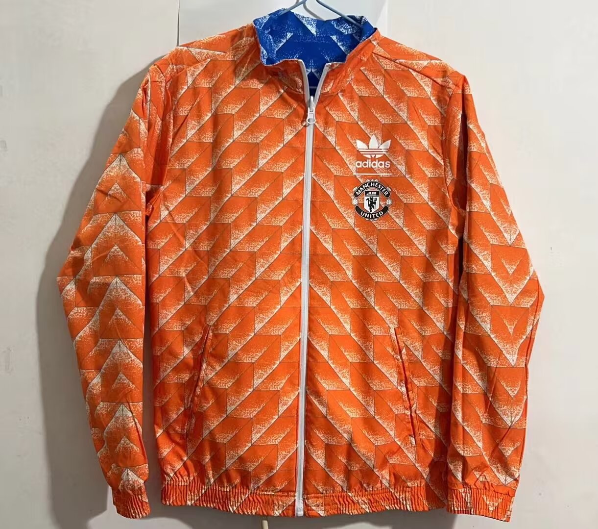Manchester United Soccer Adidas Revers-able Windbreaker Jacket - Blue & Orange