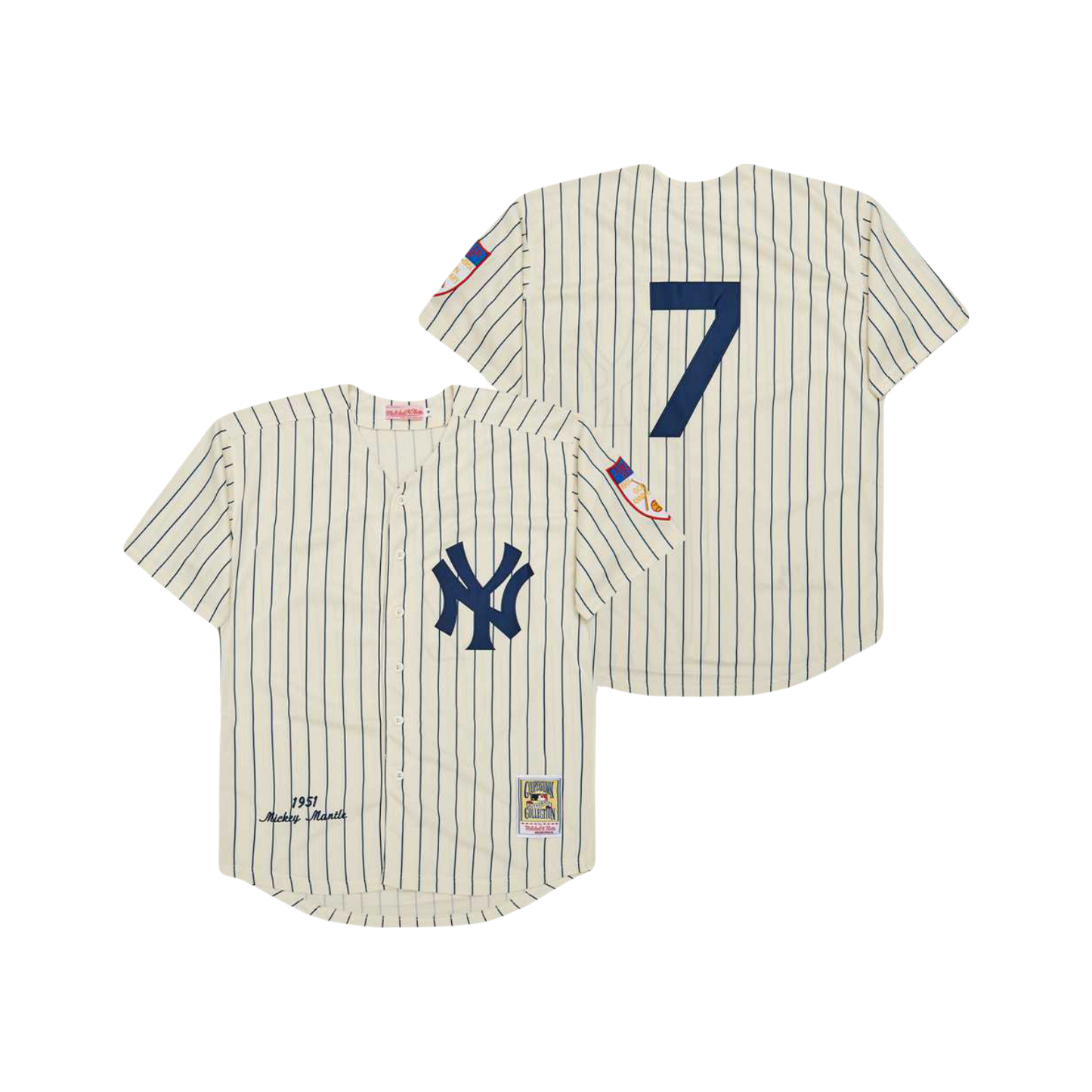 New York Yankees Mickey Mantle 1951 MLB Mitchell & Ness Cooperstown Classic Jersey - Pinstripes