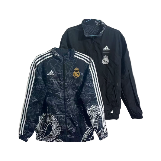 Real Madrid Soccer Adidas Revers-able Windbreaker Jacket - Black Dragon