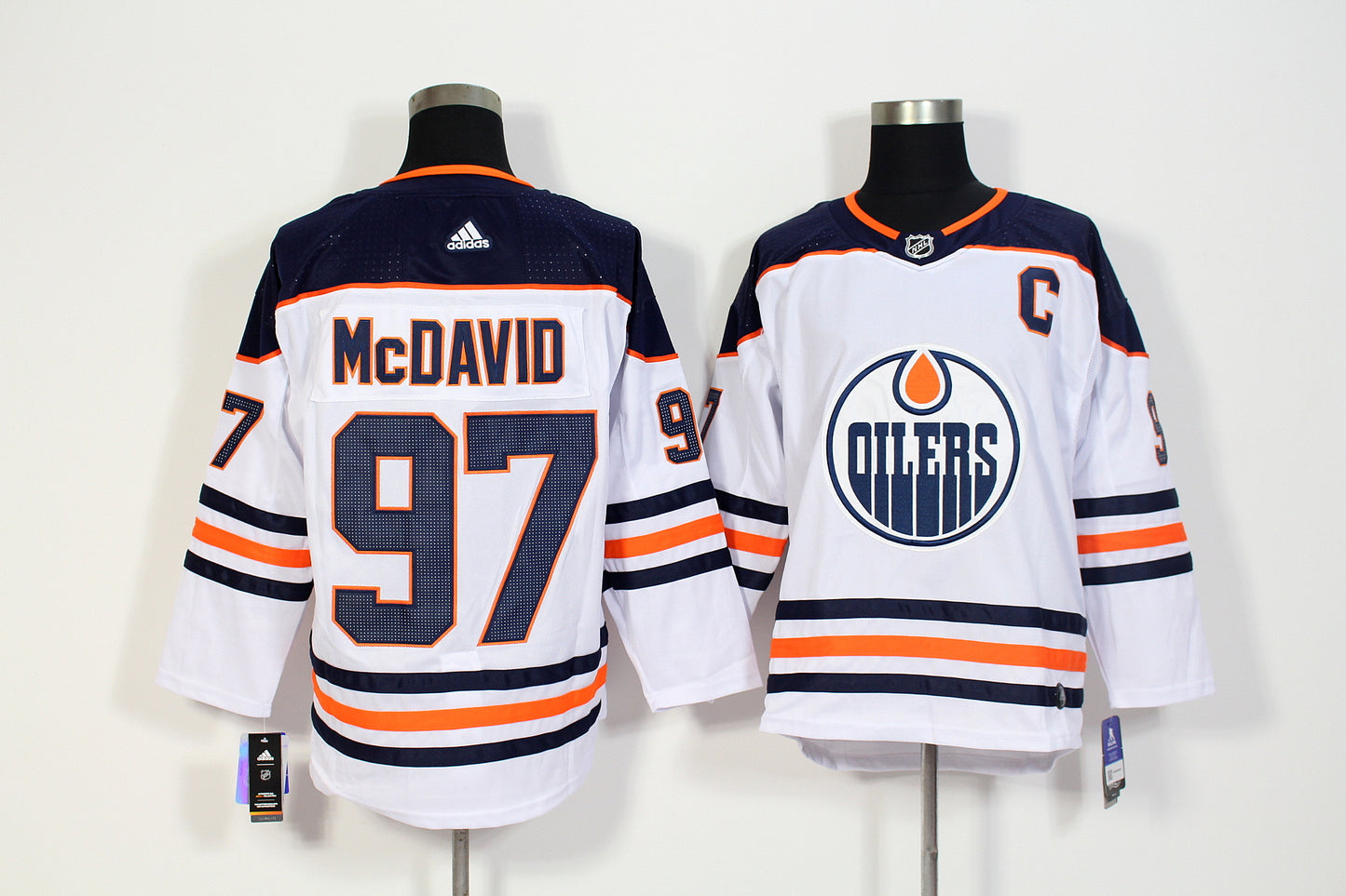 Connor Mcdavid Edmonton Oilers NHL Captain Patch Classic White Away Adidas Player Jersey