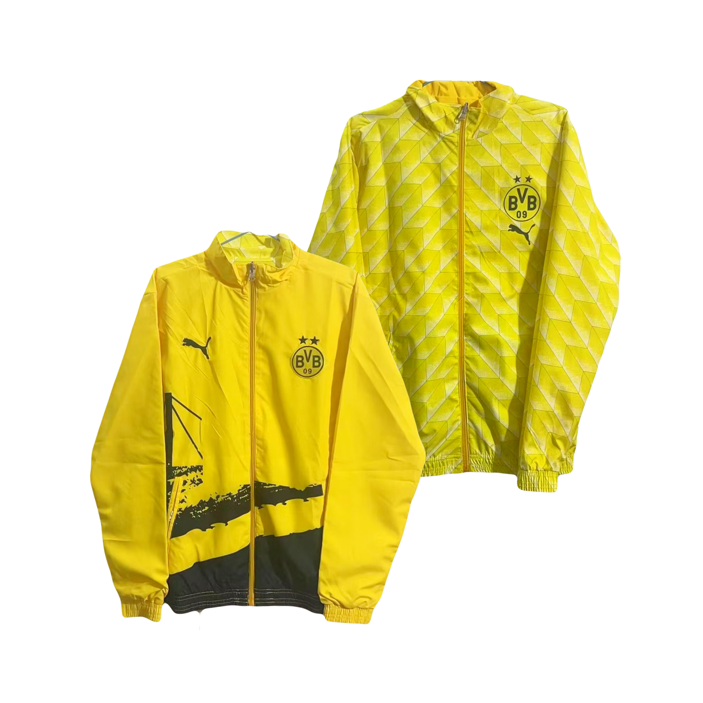 Borussia Dortmund Soccer Puma Revers-able Windbreaker Jacket - Yellow & Black