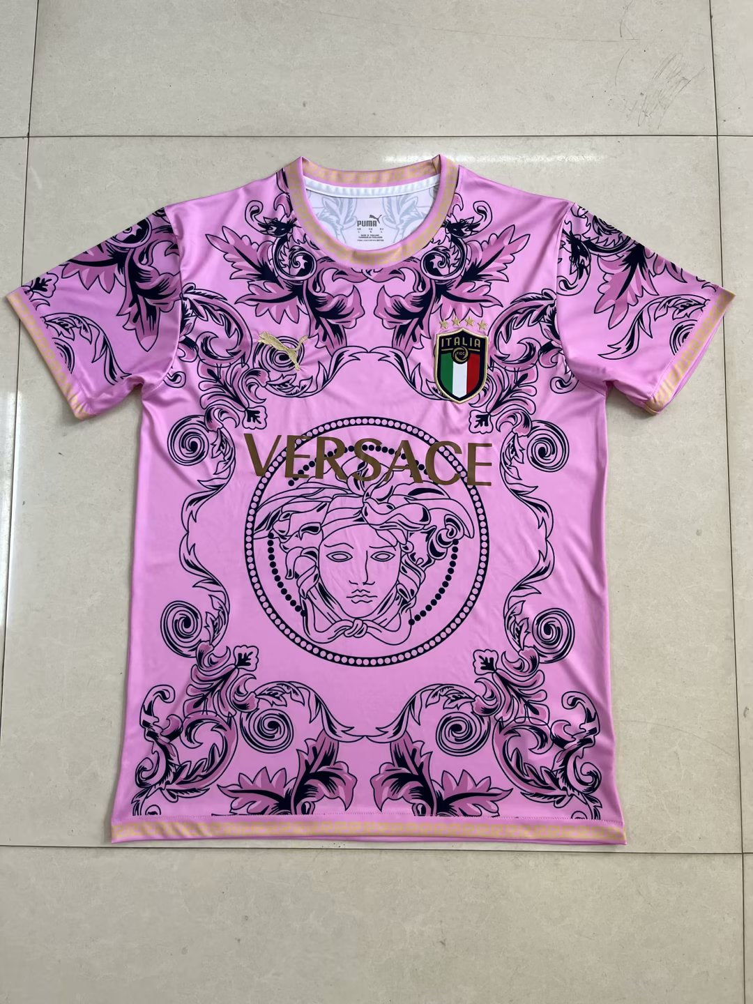 Versace Italy National Team Soccer Shirt Fan Version Jersey - Pink