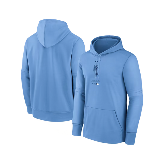 Kansas City Royals MLB City Connect Nike Therma Performance Pullover Hoodie - Baby Blue