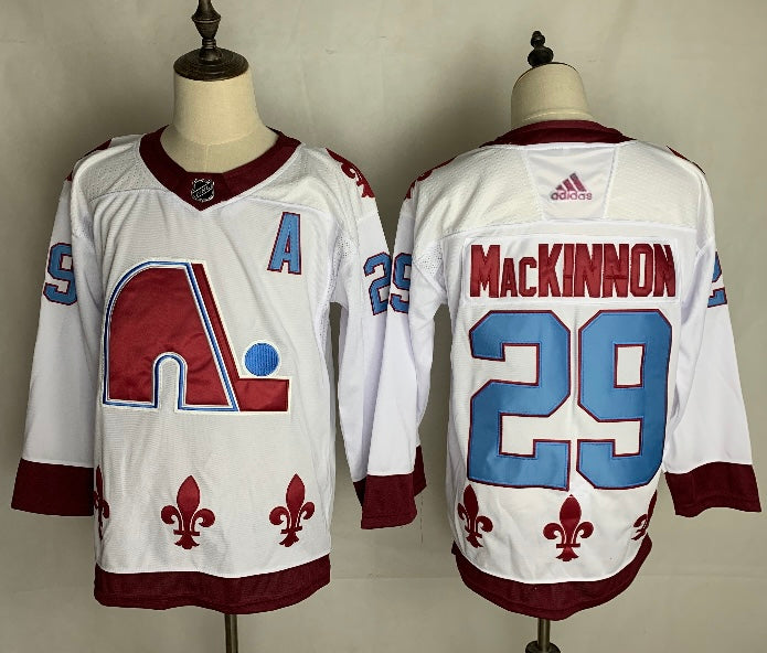 Colorado Avalanche Nathan MacKinnon NHL Adidas White 2021 Reverse Retro Premier Player Jersey
