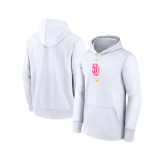 San Diego Padres MLB City Connect Nike Therma Performance Pullover Hoodie - White