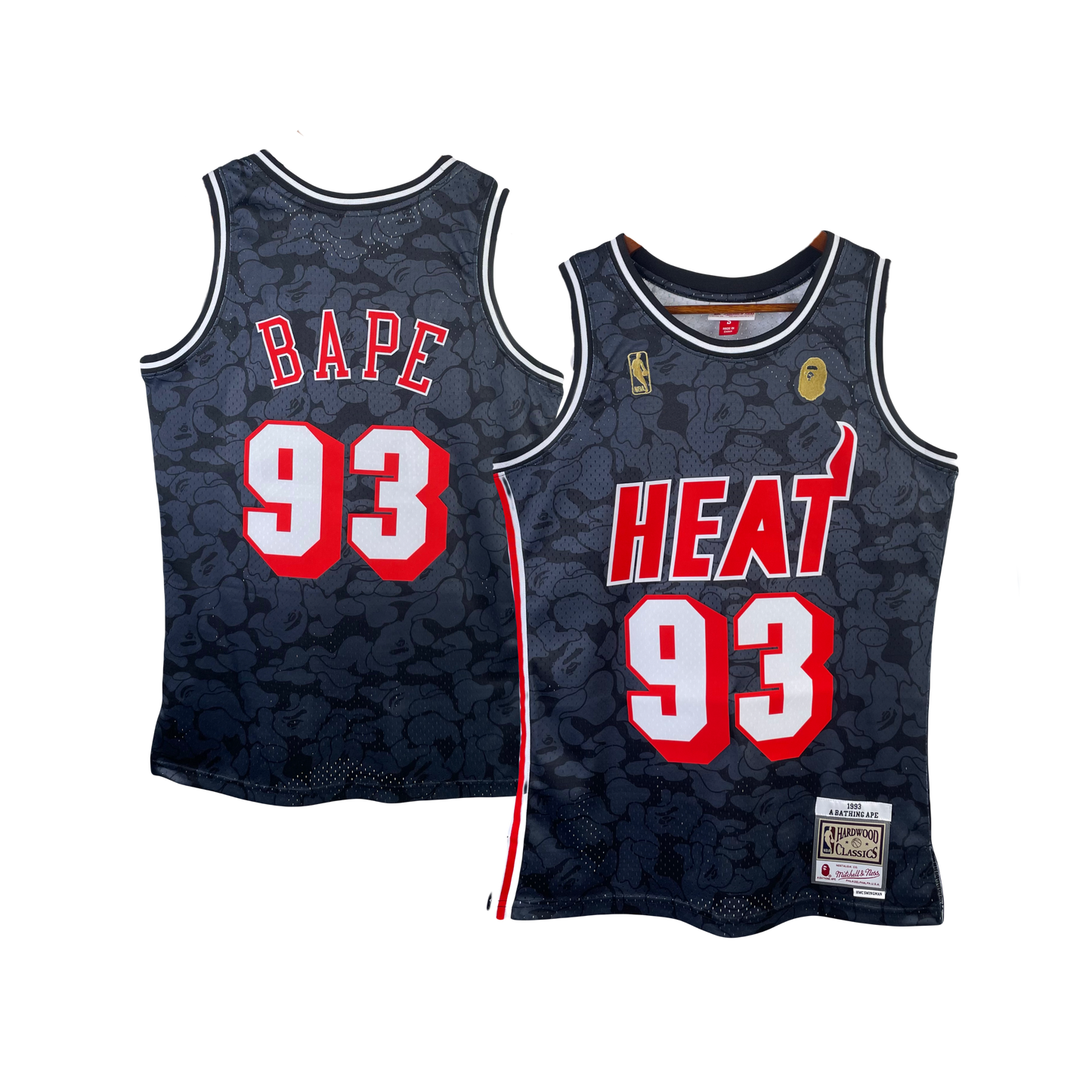 ‘A Bathing Ape’ (Bape) Brand NBA Miami Heat Mitchell & Ness Hardwood Classic Black Jersey