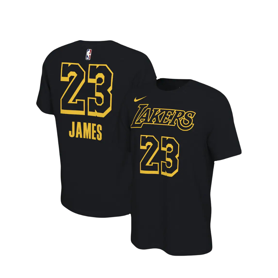 Men's Los Angeles Lakers LeBron James Nike Black Mamba Name & Number T-Shirt