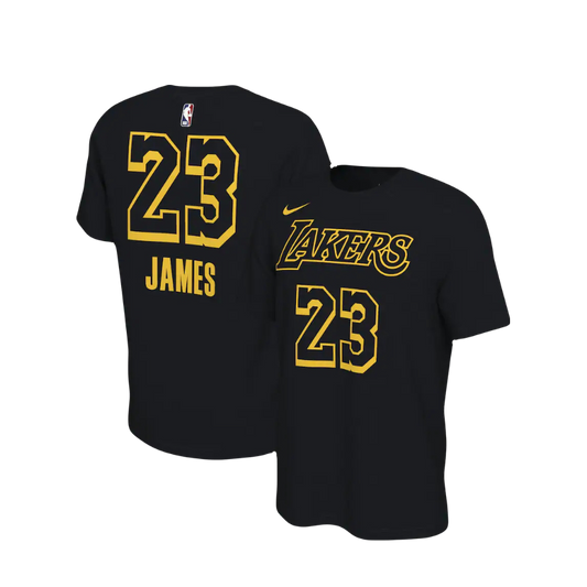Men's Los Angeles Lakers LeBron James Nike Black Mamba Name & Number T-Shirt