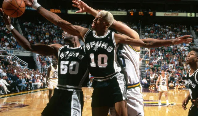 San Antonio Spurs Dennis Rodman 1993-95 Hardwood Classics Iconic Black & White Swingman Jersey