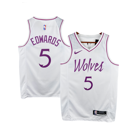 Anthony Edwards Minnesota Timberwolves Nike City Edition NBA Swingman Jersey - White & Purple