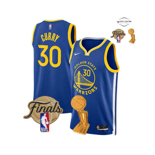 Stephen Curry Golden State Warriors 2022 NBA Finals Patch Nike Icon Edition NBA Swingman Jersey - Blue