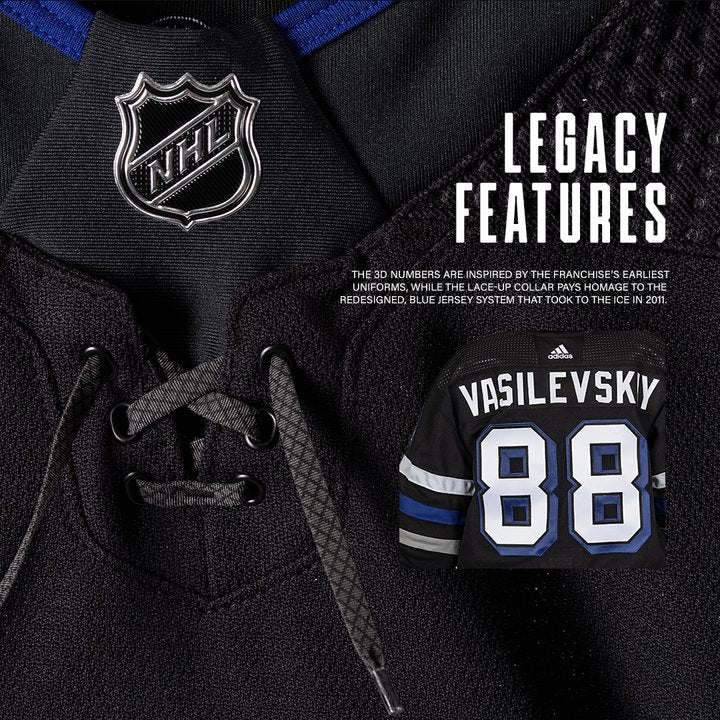 Tampa Bay Lightning Andrei Vasilevskiy 2024 NHL Adidas Alternate Black Breakaway Jersey