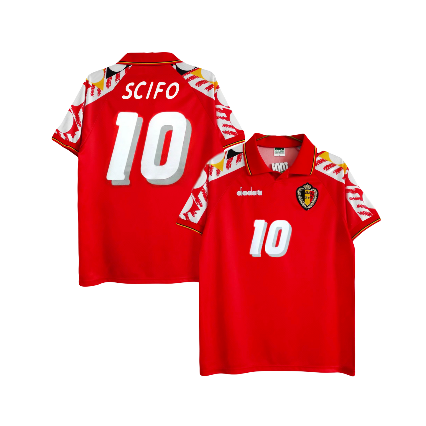 Enzo Scifo Belgium National Team 1995 Iconic Classic Authentic Retro Home Fan Version Jersey - Red