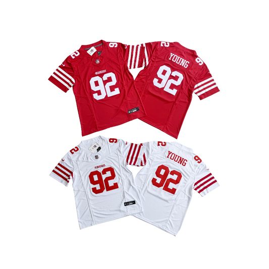 San Francisco 49ers Chase Young F.U.S.E NFL Vapor Limited Red Home & White Away Jersey