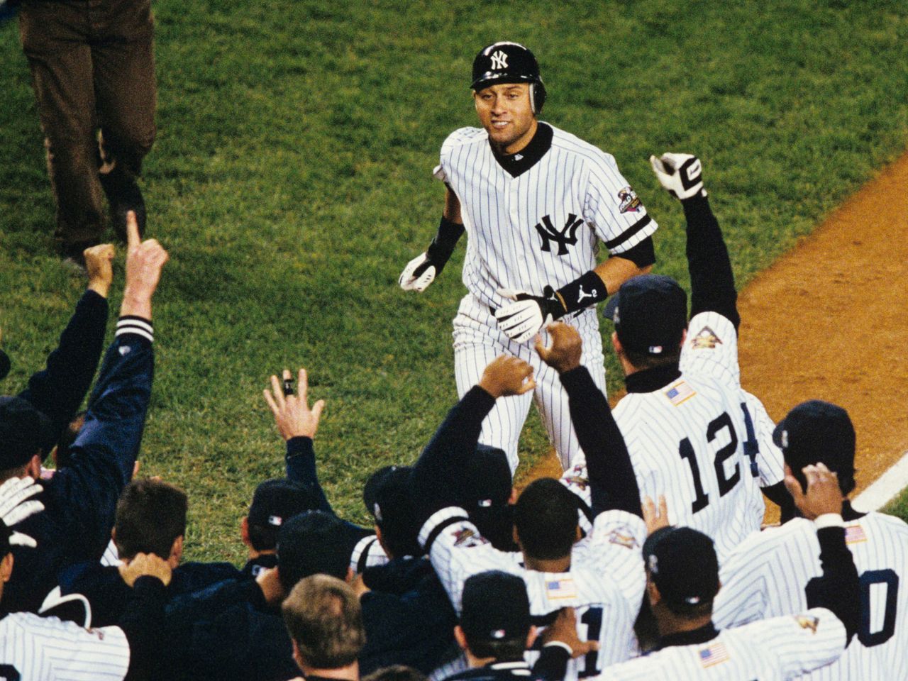 New York Yankees Derek Jeter 1996 World Series MLB Mitchell & Ness Cooperstown Classic Jersey - White Pinstripes